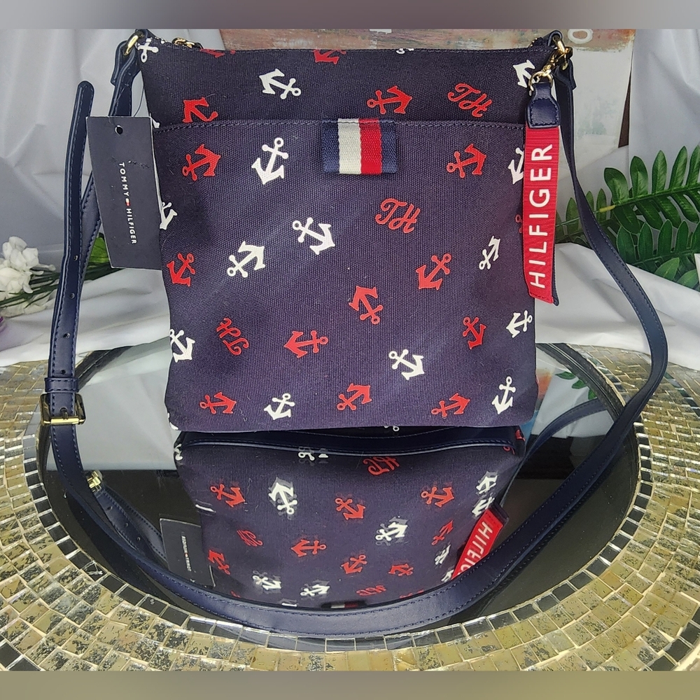 Tommy Hilfiger Navy Anchor Print Crossbody Bag